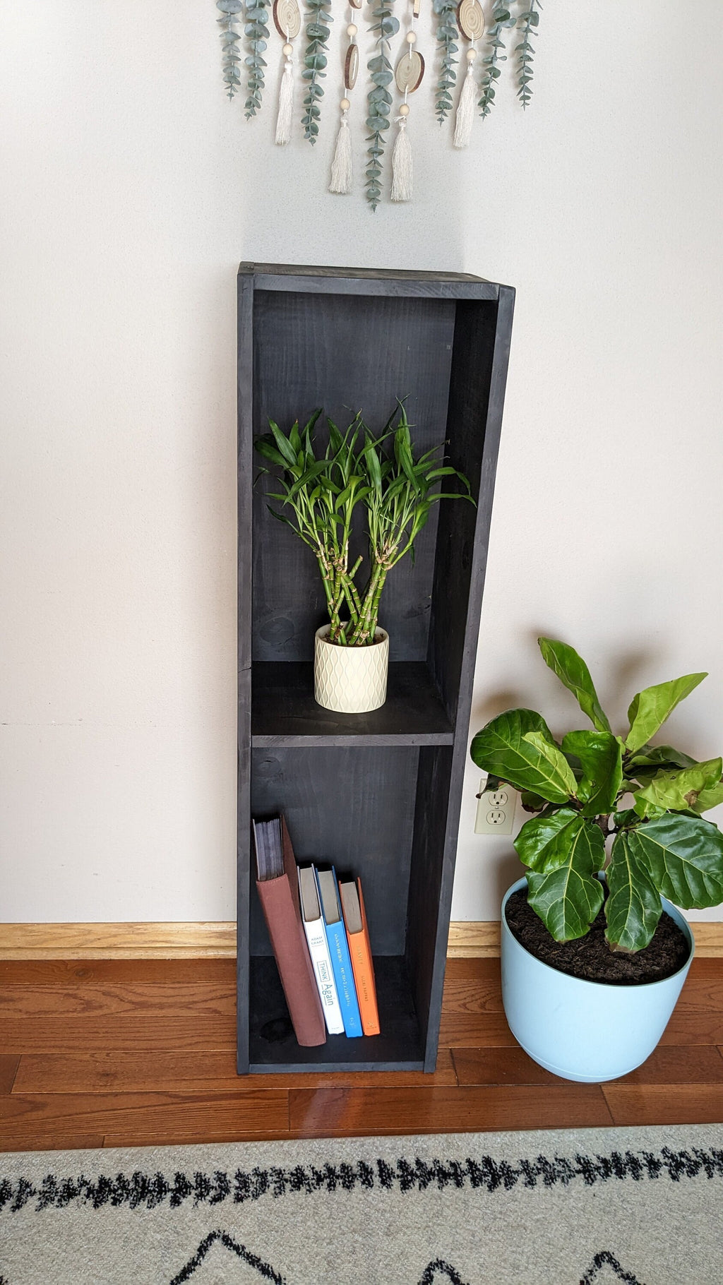 Handmade Vertical Bookshelf: Narrow Stackable Display Shelf