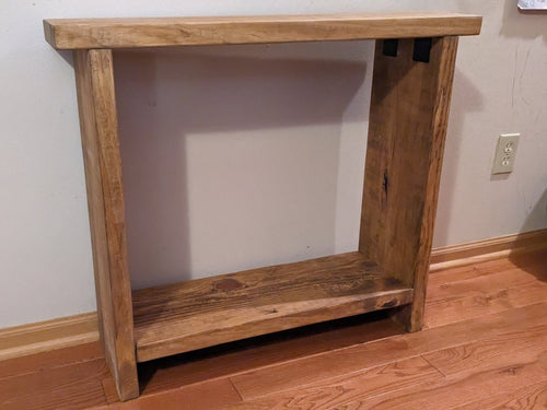 Handmade Narrow Pine Console Table: Customizable Nightstand with Shelf