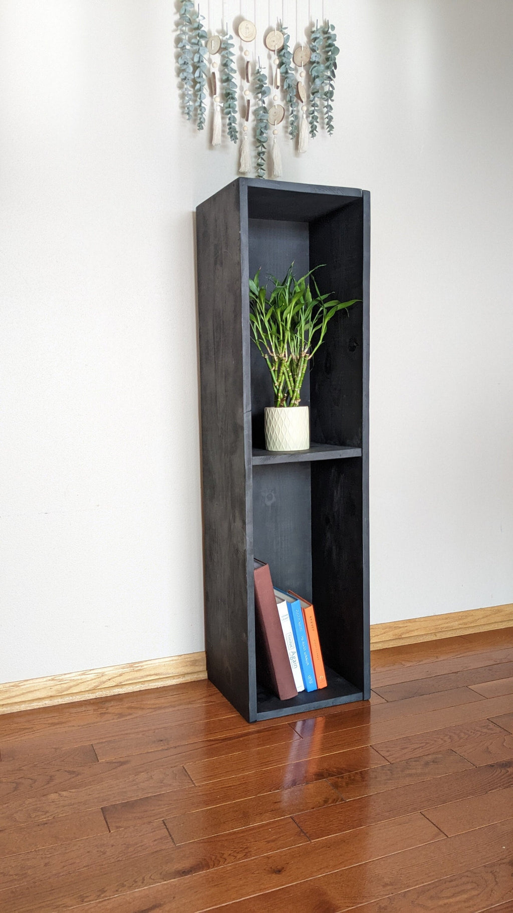Handmade Vertical Bookshelf: Narrow Stackable Display Shelf