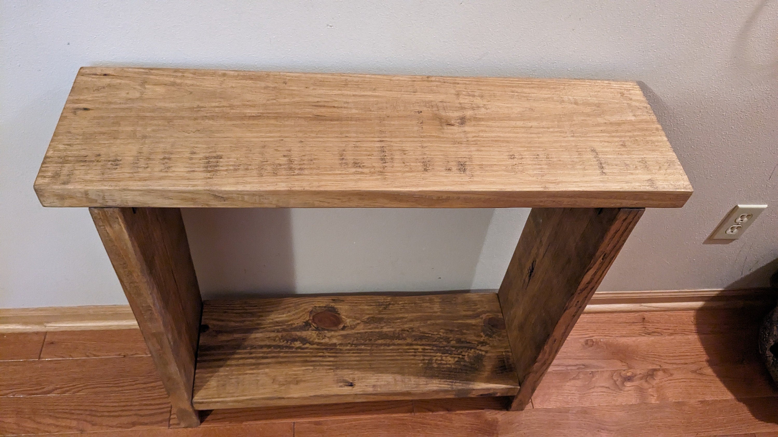 Handmade Narrow Pine Console Table: Customizable Nightstand with Shelf