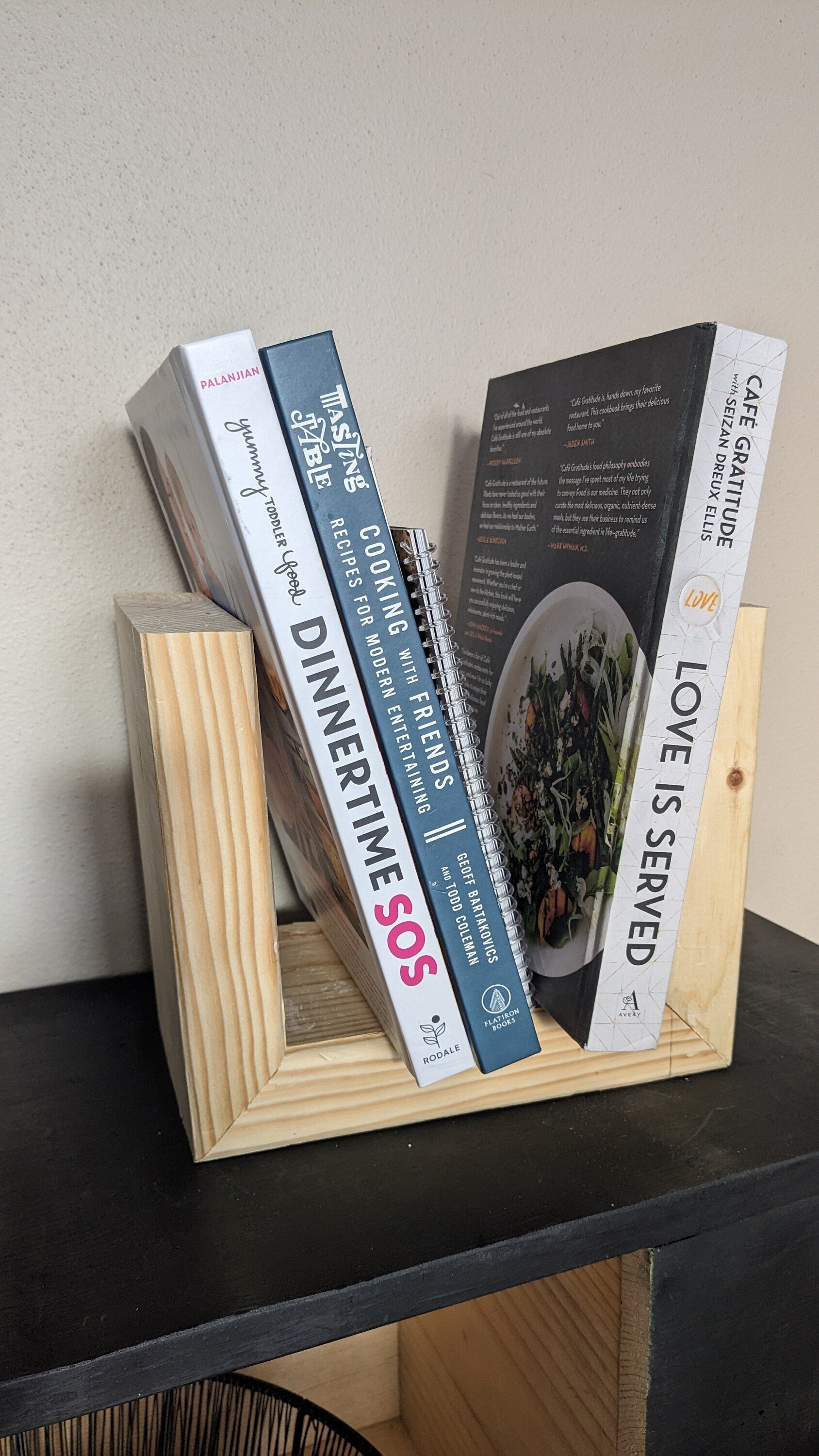 Mini Kitchen Bookcase: Handmade Cookbook & Recipe Holder and Bedside Bookcase "To-Be-Read" Book Holder
