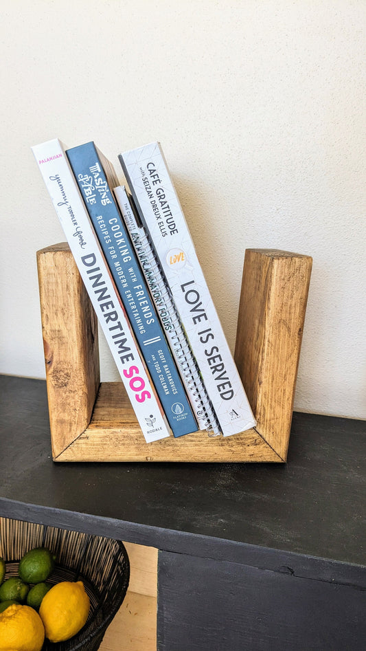 Mini Kitchen Bookcase: Handmade Cookbook & Recipe Holder and Bedside Bookcase "To-Be-Read" Book Holder
