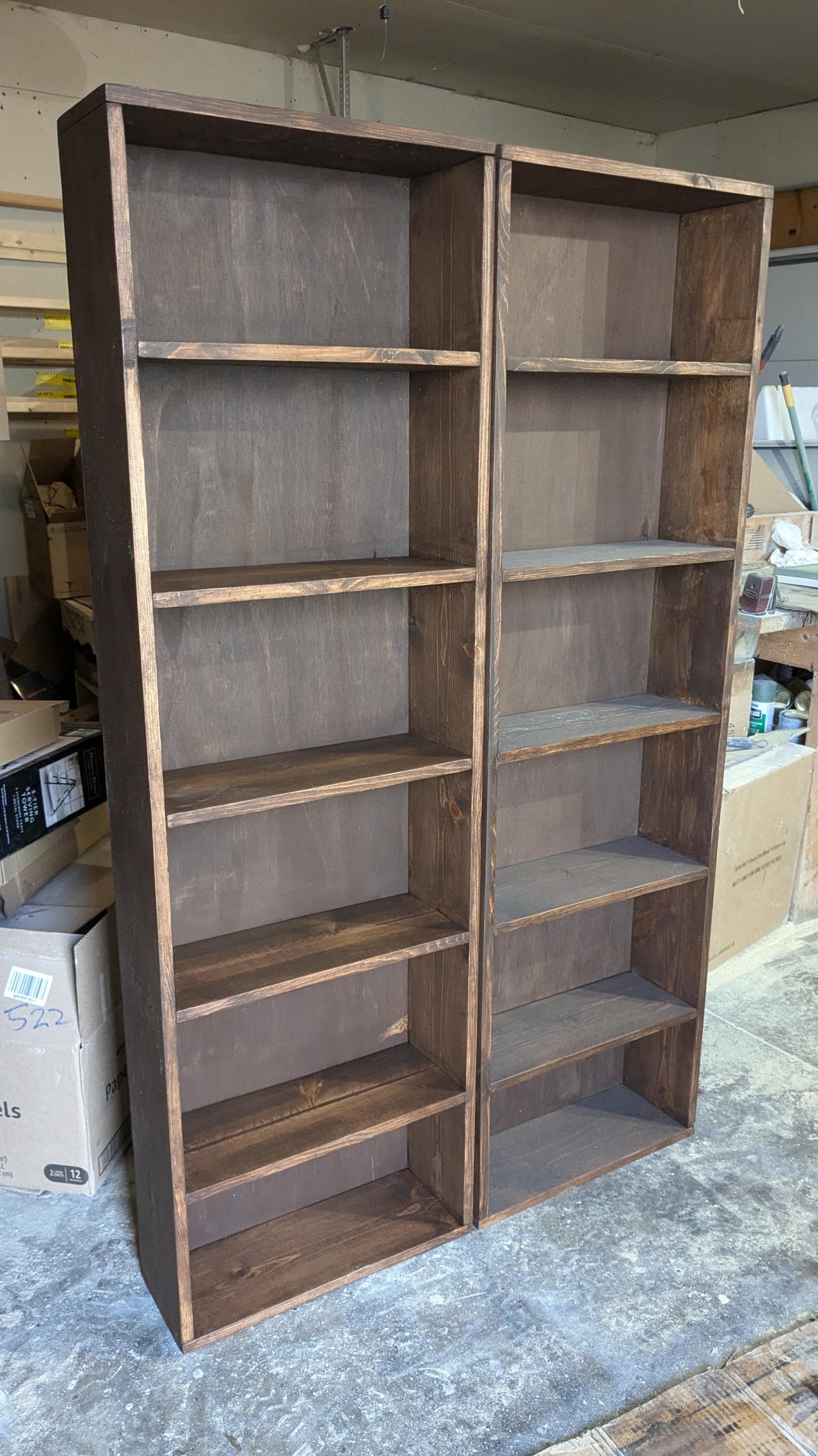 Custom Handmade Vertical Wood Bookcase: Stackable Wall Storage