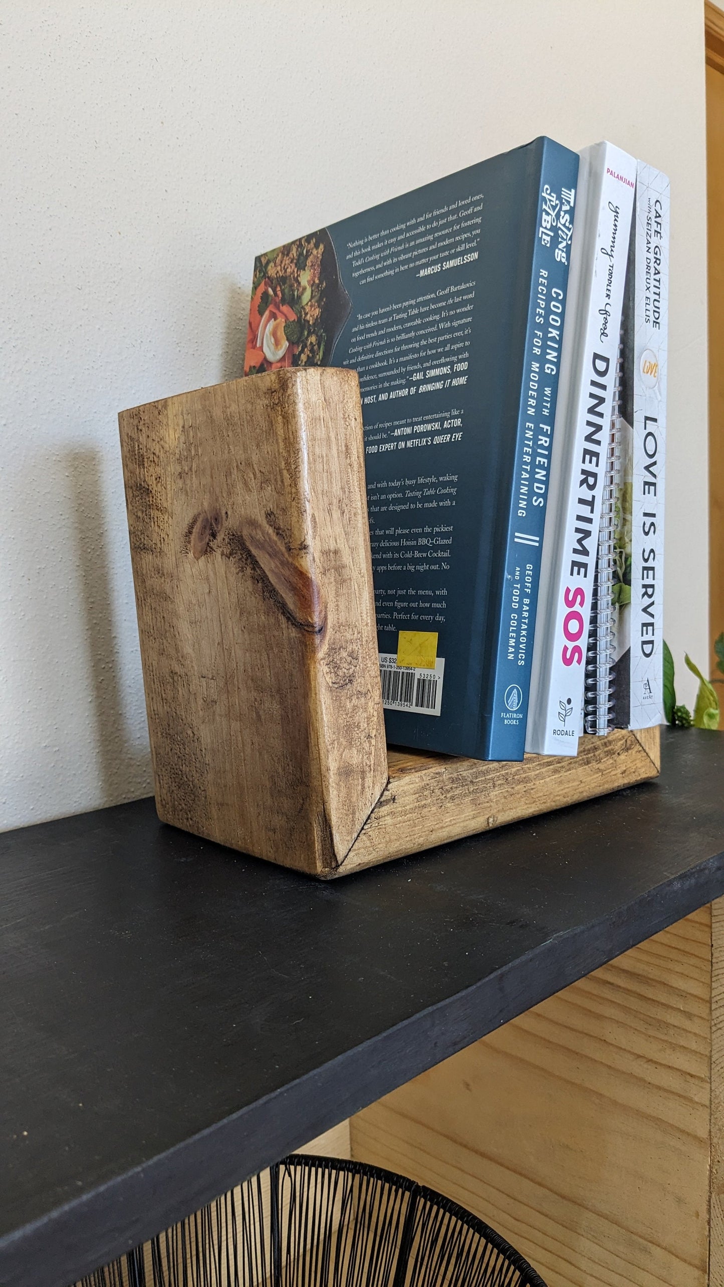 Mini Kitchen Bookcase: Handmade Cookbook & Recipe Holder and Bedside Bookcase "To-Be-Read" Book Holder