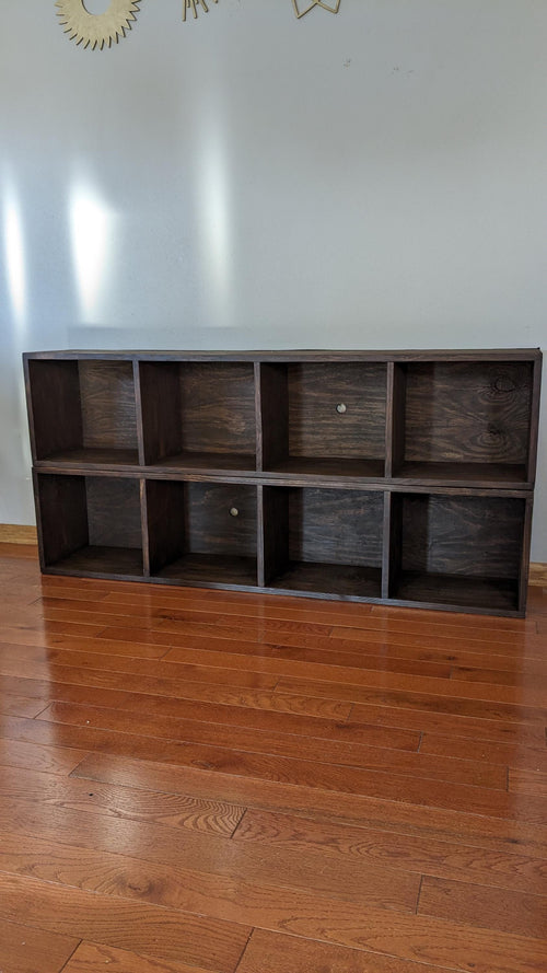 Custom Handmade Vertical Wood Bookcase: Stackable Wall Storage