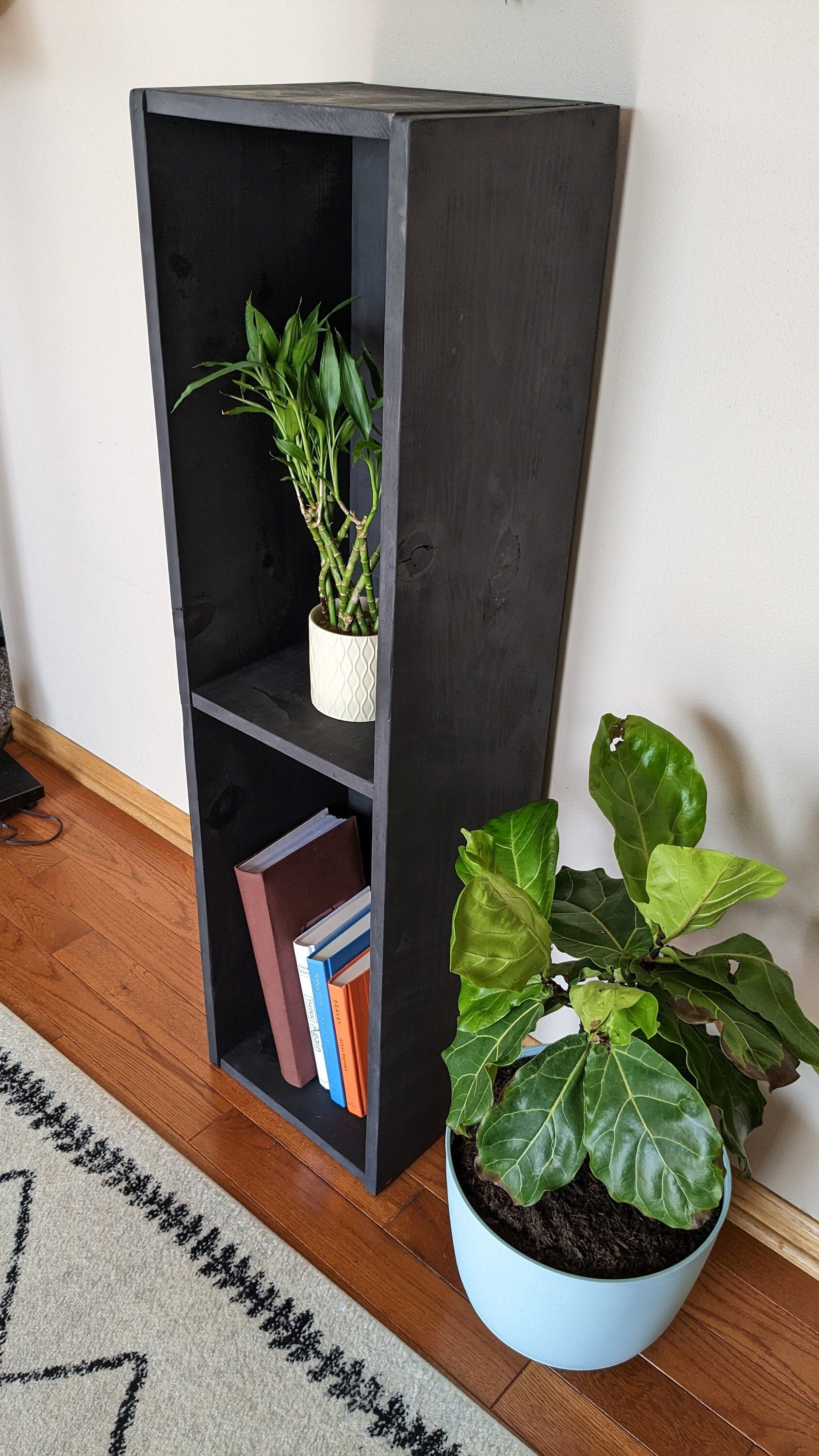Handmade Vertical Bookshelf: Narrow Stackable Display Shelf