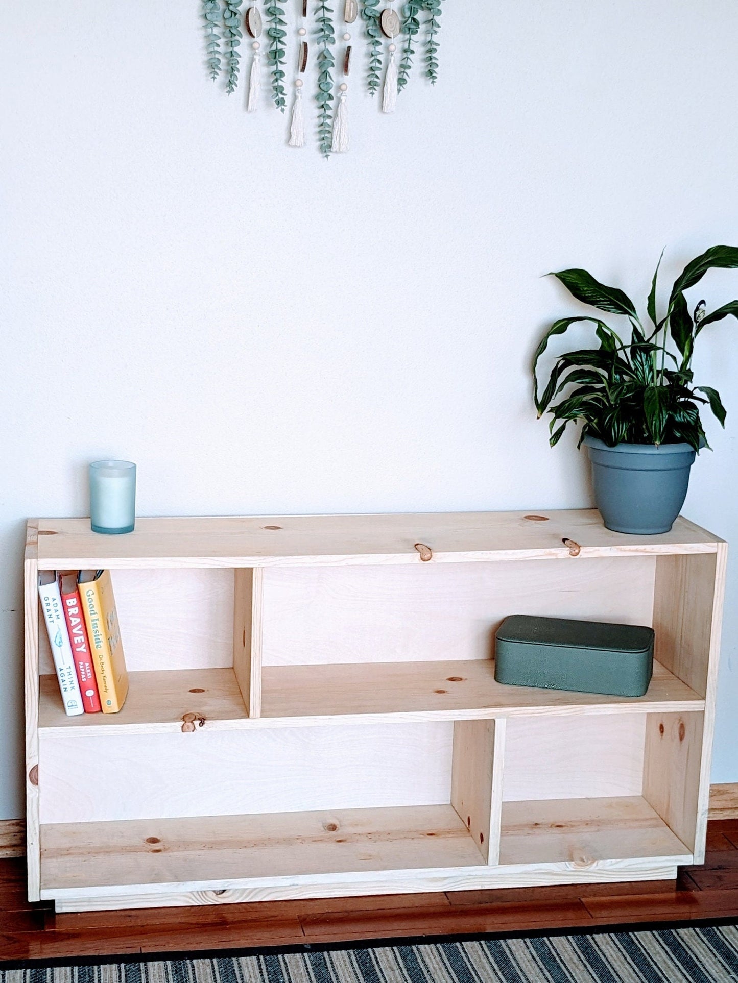 Custom Handmade 3-Tier Pine Bookcase