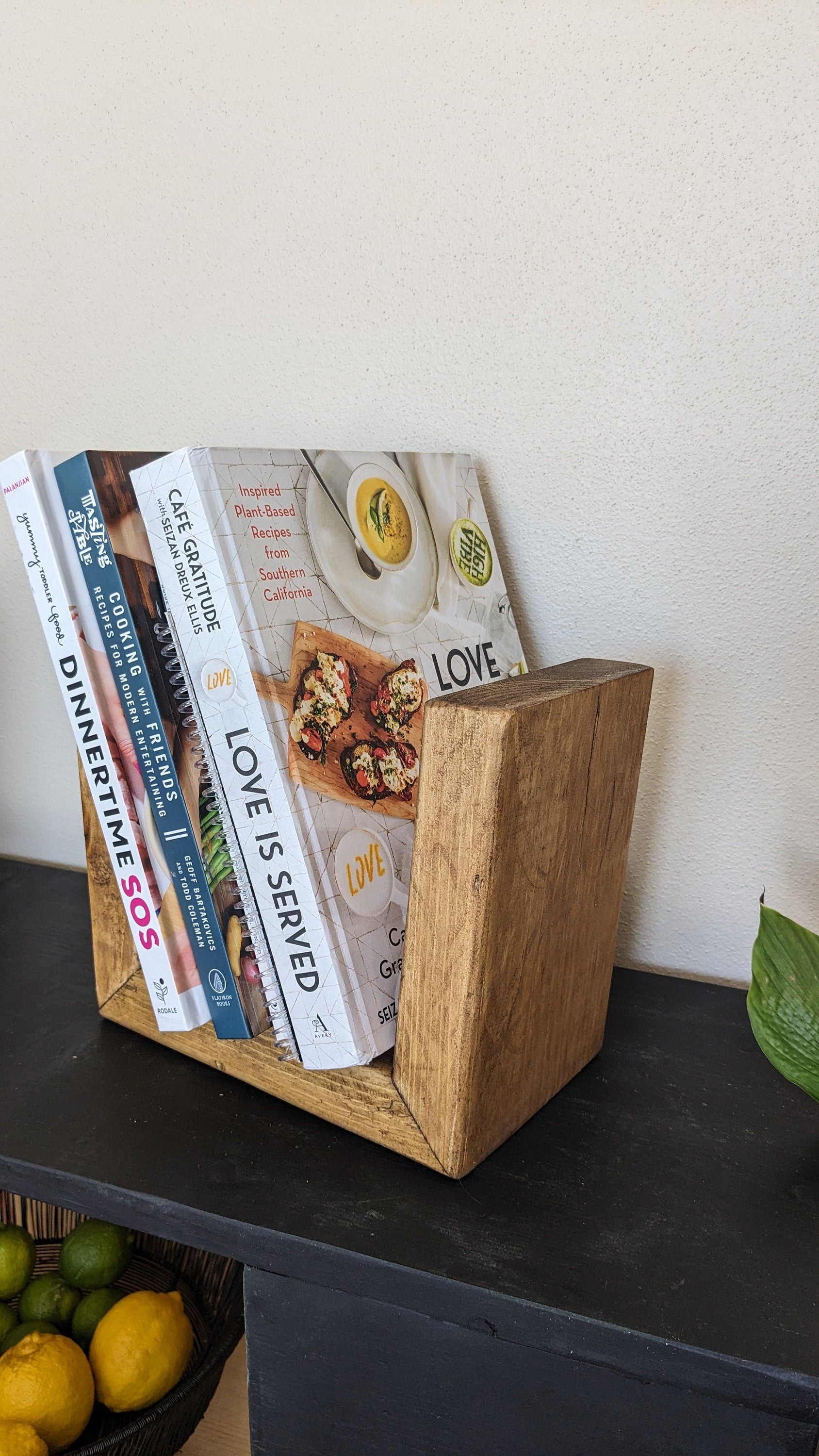 Mini Kitchen Bookcase: Handmade Cookbook & Recipe Holder and Bedside Bookcase "To-Be-Read" Book Holder