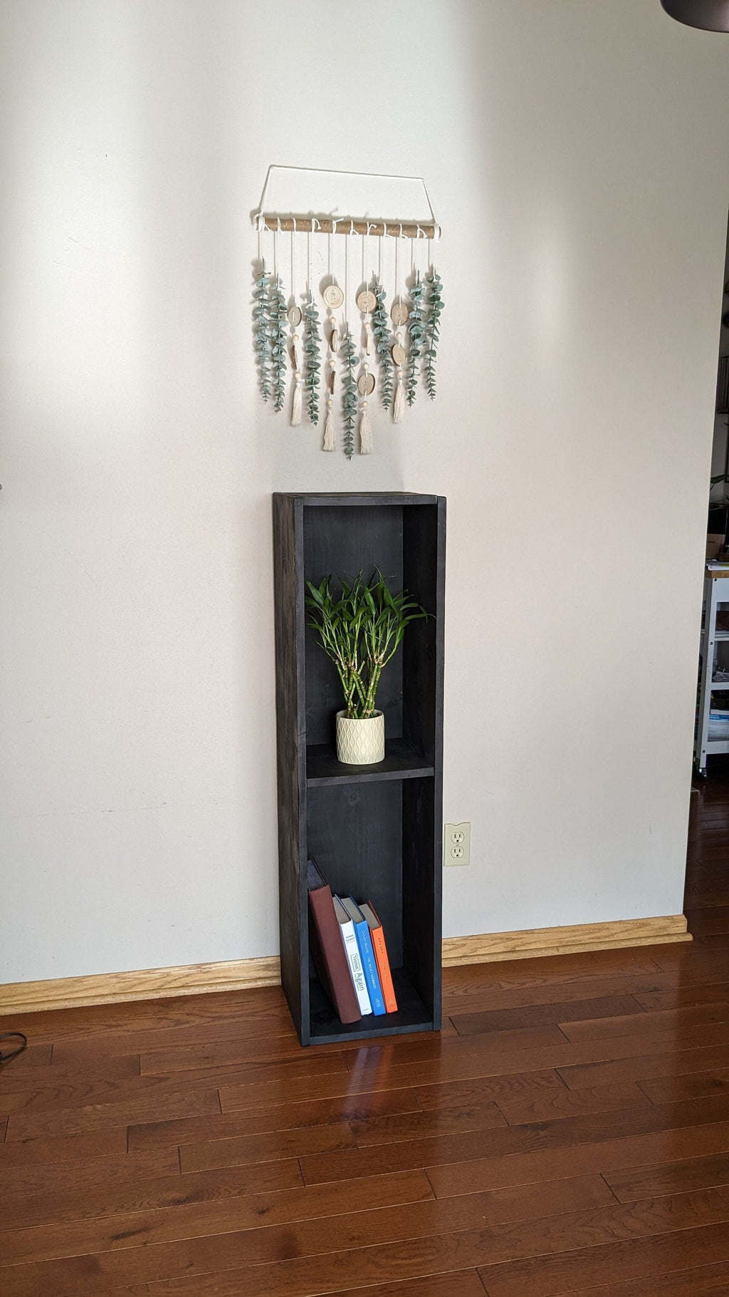 Handmade Vertical Bookshelf: Narrow Stackable Display Shelf