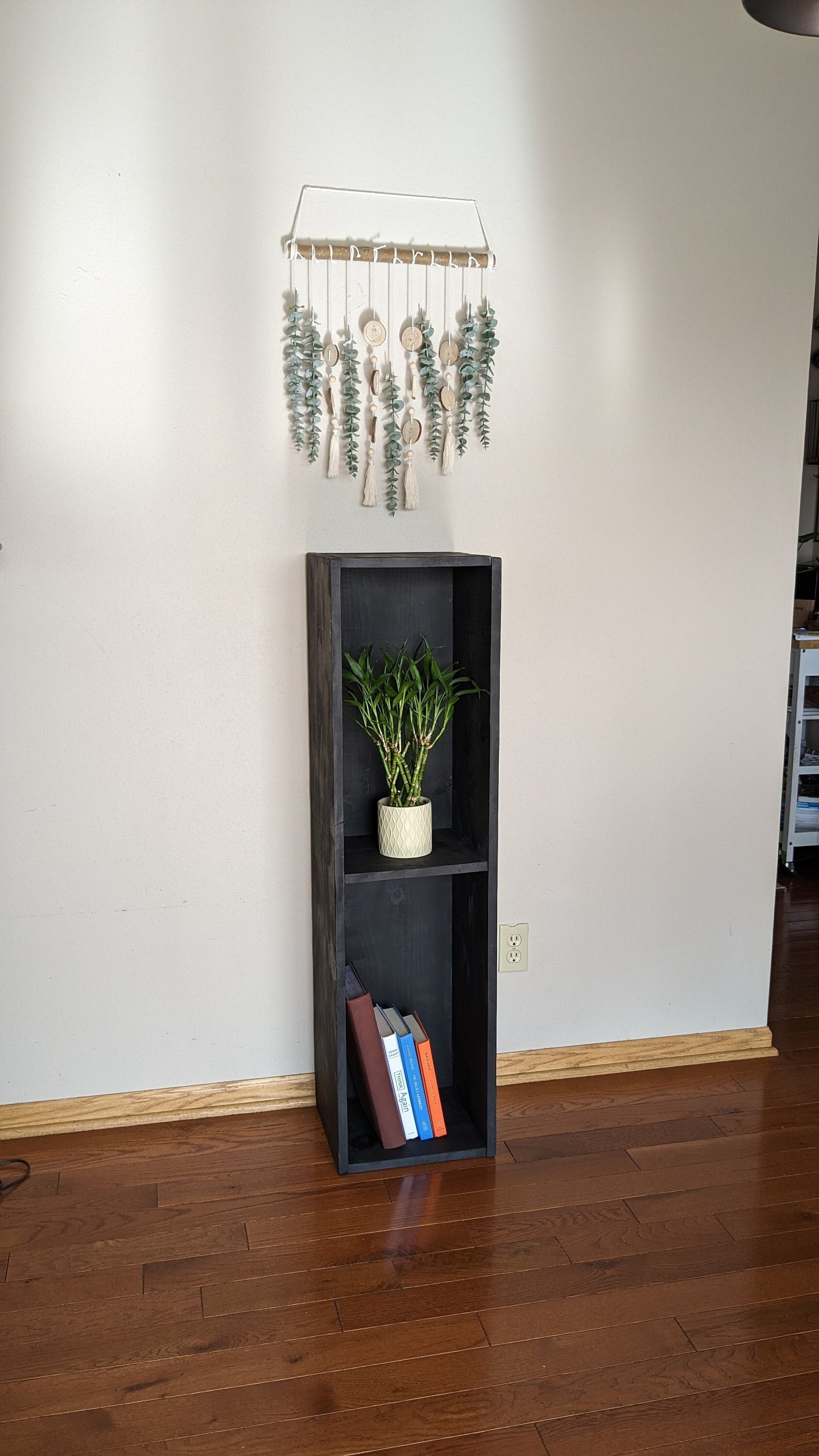 Handmade Vertical Bookshelf: Narrow Stackable Display Shelf